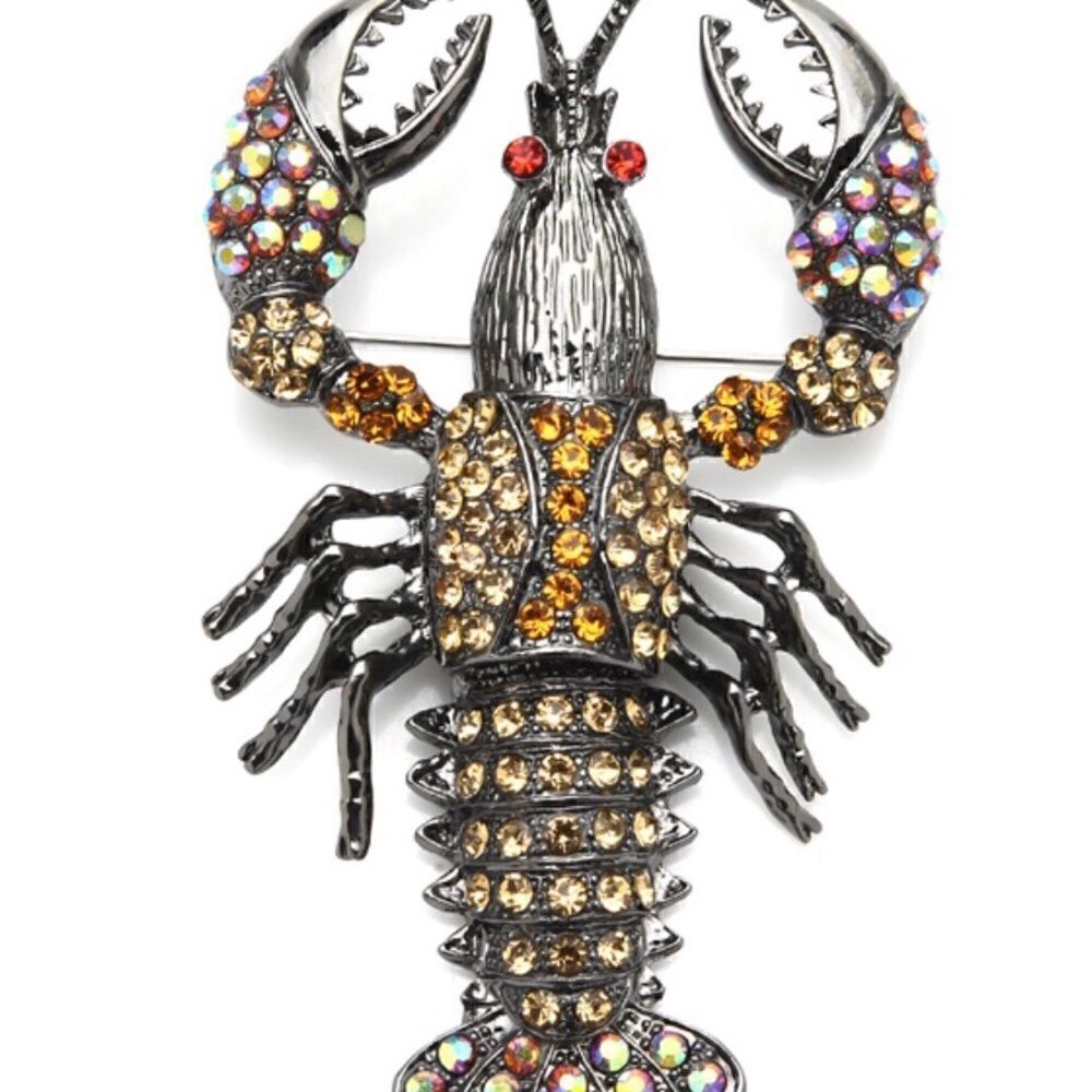 🦞 Betsey Johnson NEW stunning crystal embellished lobster brooch 🦞